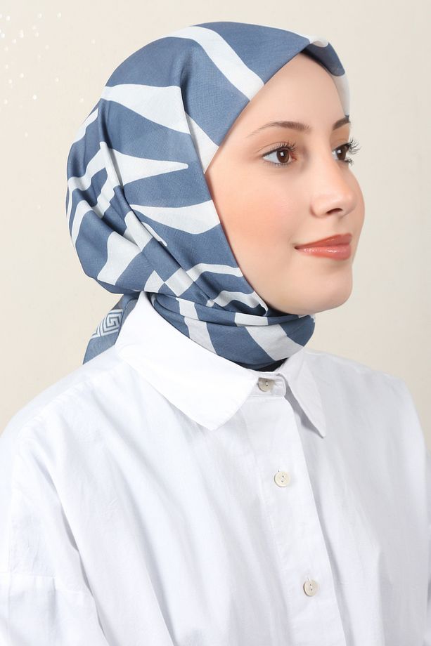 Lux Soft Pamuklu Eşarp 4040-210 İndigo - 2