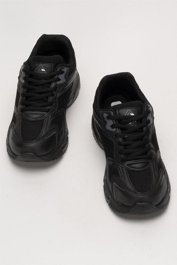 Unisex Faylon Taban Bağcıklı Spor Ayakkabı SİYAH SİYAH - 6
