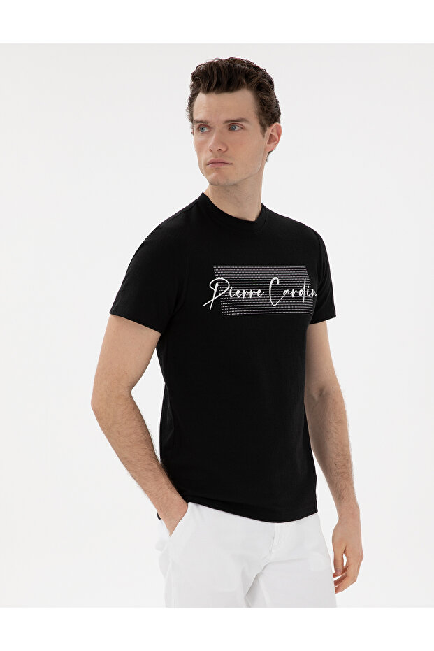Black Slim Fit Crew Neck T-Shirt 50302567-Vr046