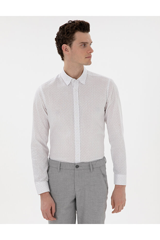 Gray Slim Fit Long Sleeve Shirt 50301557-Vr024