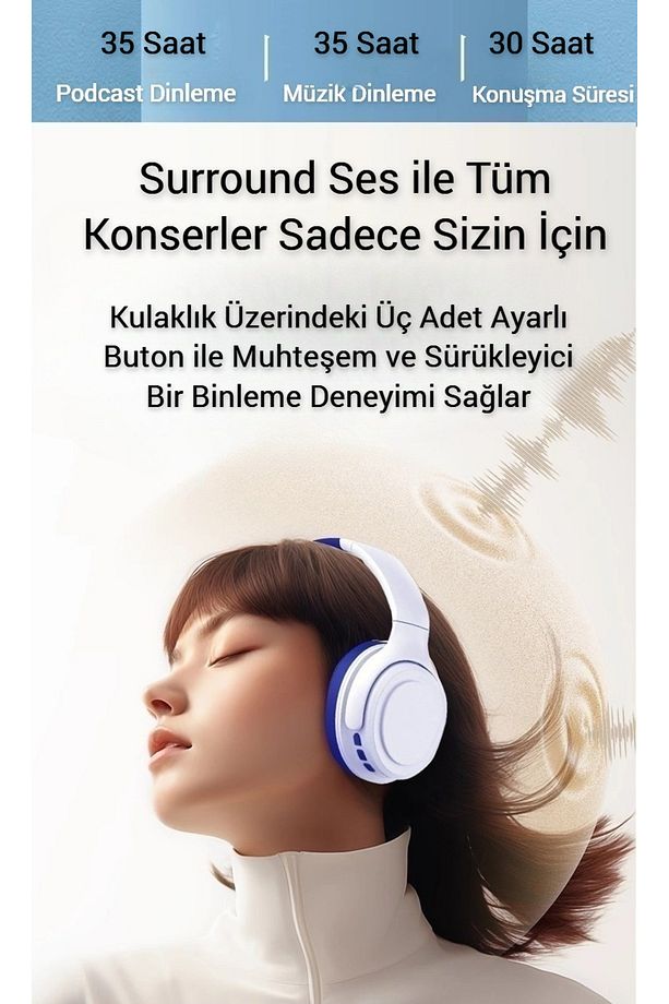 H1 Bluetooth Kulaklık , Kablosuz Kulak Üstü Kulaklık , Oyun Modu , Enc , Bluetooth 5.3 - 5