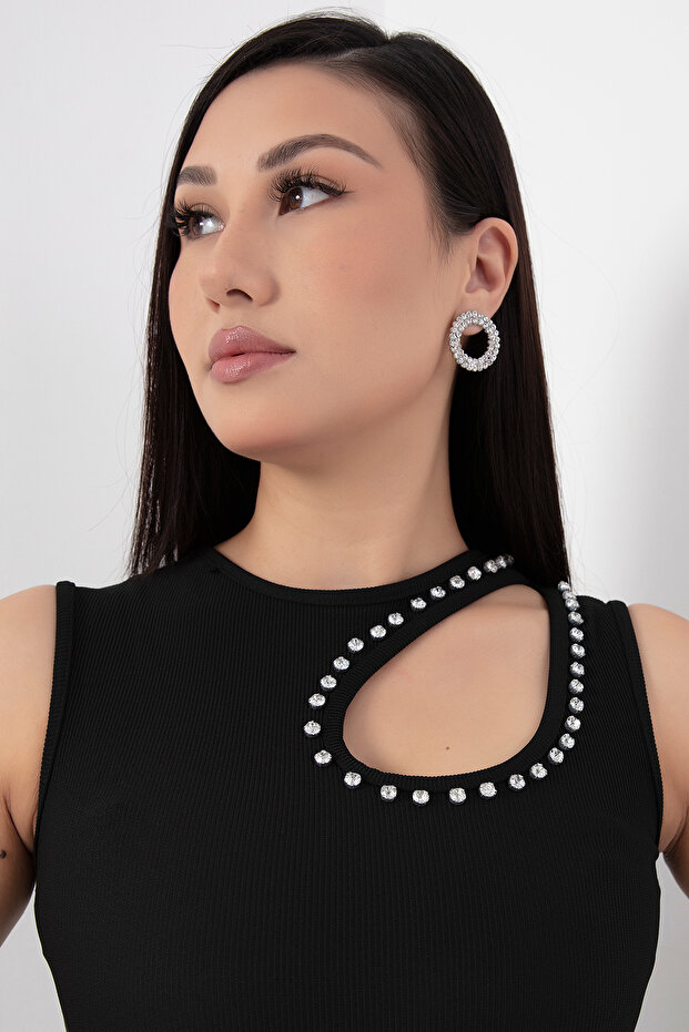 Göğüs Taşlı Kaşkorse Elbise ESP049 - 3