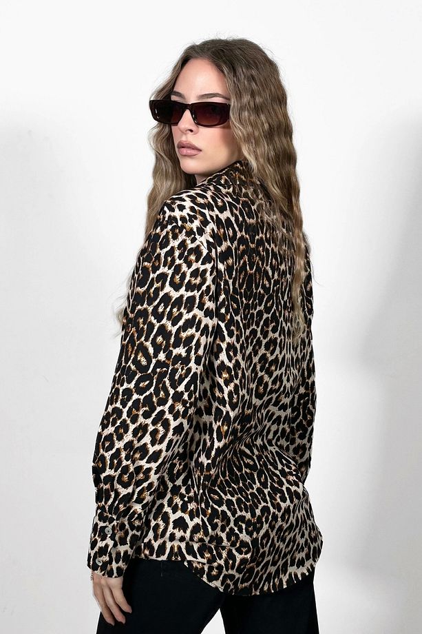 Leopar Desenli Poplin Gömlek - 4