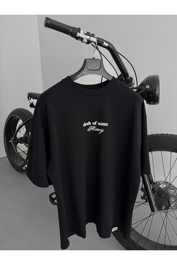 Siyah Aztek Kabartmalı Oversize T-Shirt RES-5175 - 3