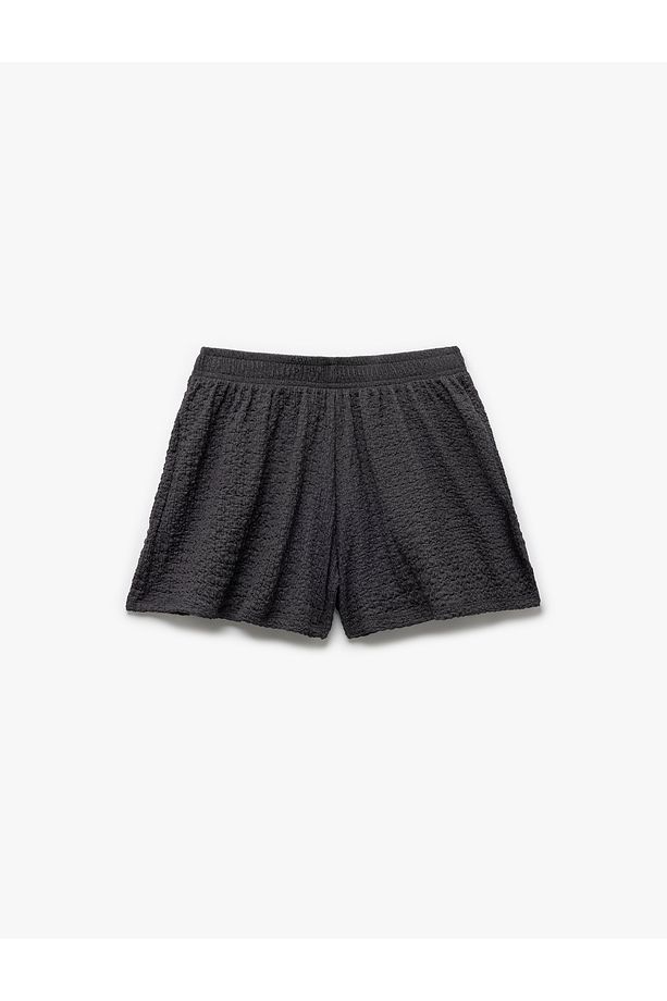 Regular Fit Beli Lastikli Dokulu Mini Şort - 3