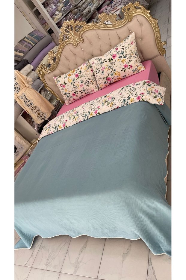 Linen Cotton Pillowcase, Fitted Sheet, Duvet Cover and Muslin Pique Cover