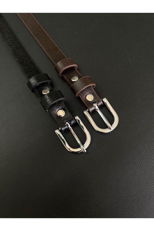 2Pcs Classic Thin Buckle Belt Waist Belt Coat Belt Dress Belt Trouser Belt