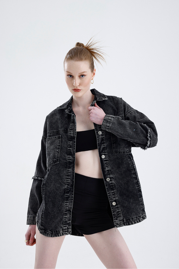 Oversize Basic Jeans Ceket - 3