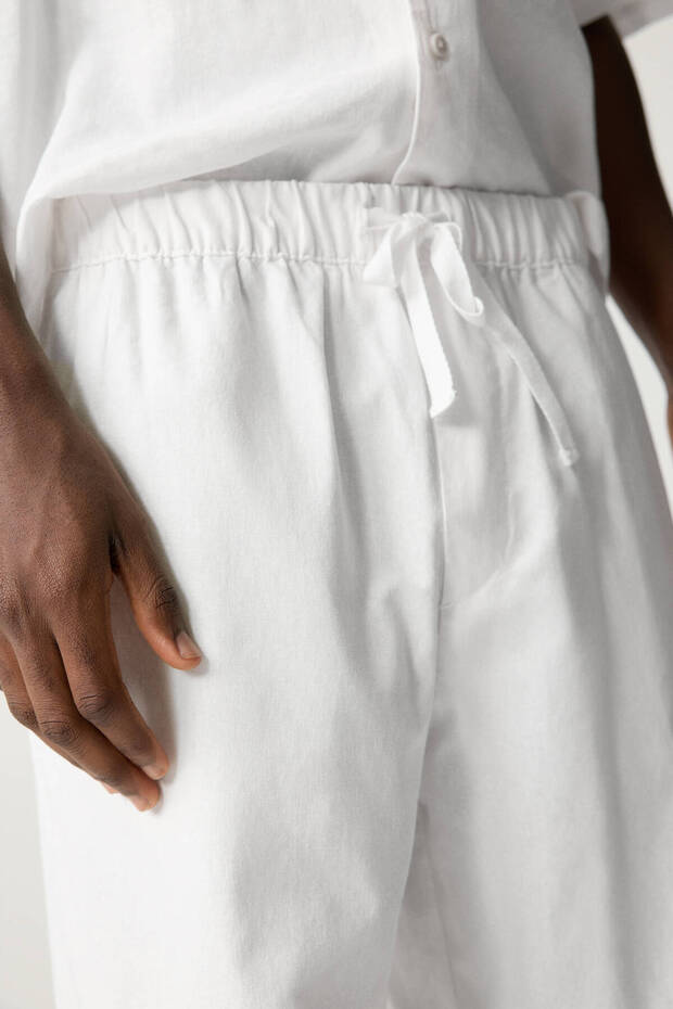 Keten karışımlı jogger pantolon - 5