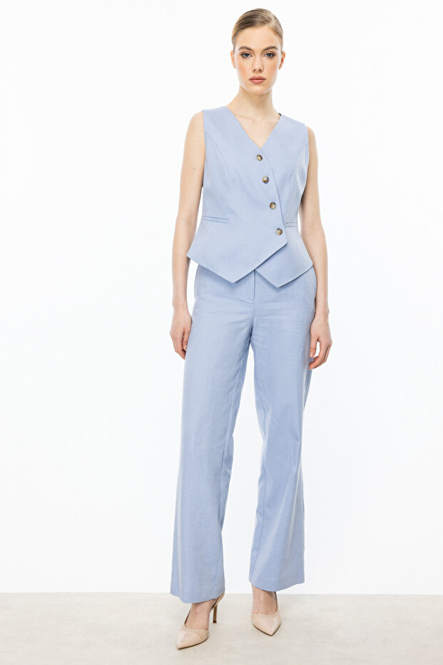 Çapraz Düğmeli Kolsuz Yelek - 3