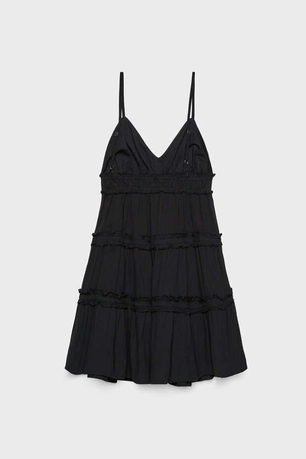 Fırfırlı askılı kısa elbise - 6