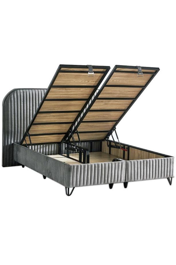 Line Visco Lüks Baza ve Başlık Seti 140x190 cm Çift Kişilik Baza ve Başlık Takımı Koyu Gri Babyface - 2