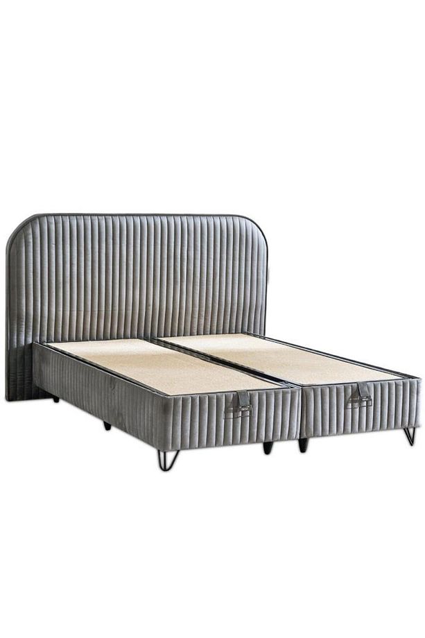 Line Visco Lüks Baza ve Başlık Seti 140x190 cm Çift Kişilik Baza ve Başlık Takımı Koyu Gri Babyface - 1