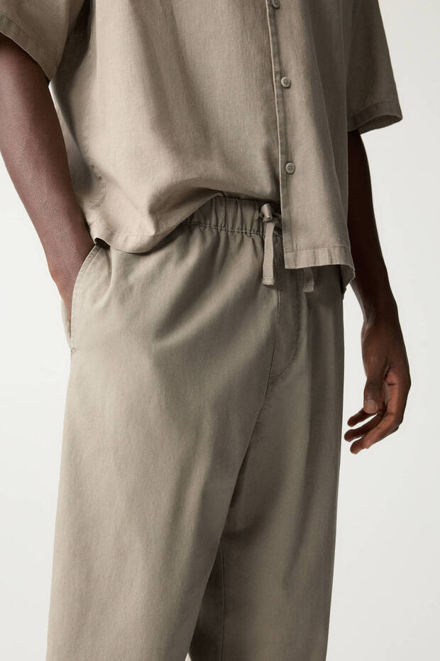 Keten karışımlı jogger pantolon - 5