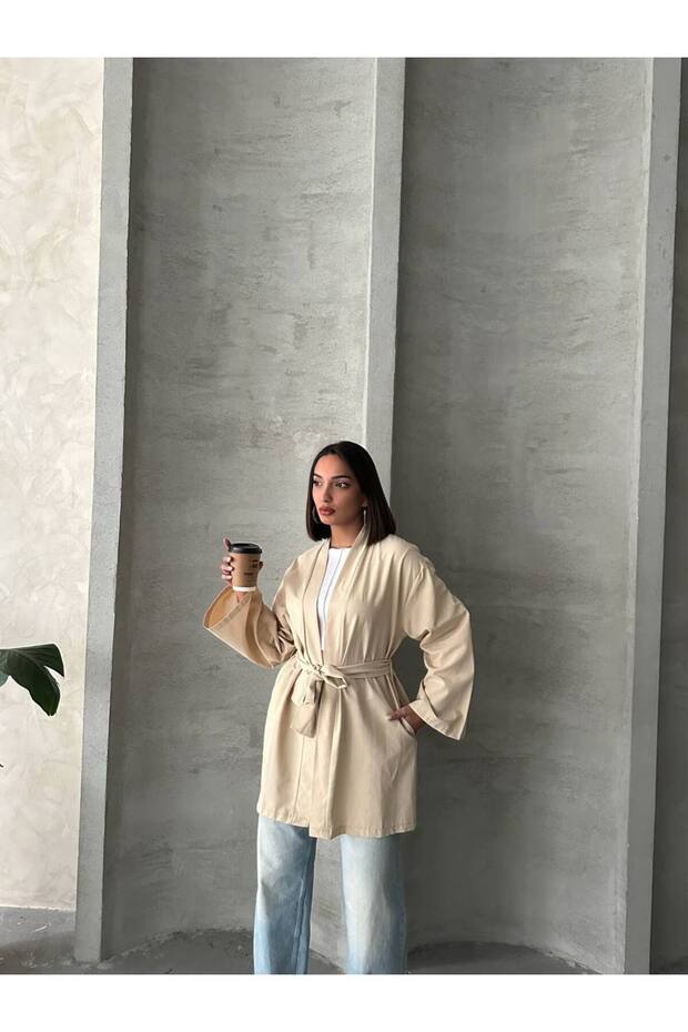 Poplin Kumaş Oversize Kadın Kimono - 3