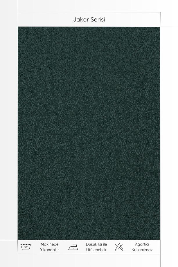 Fon Perde - Jakar Serisi Flora Desen Zümrüt Yeşili Sık Pile(1x3) Tek Kanat Curtain - 6