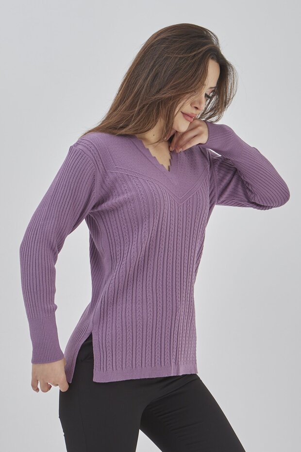 Women's Knitwear Stretchy V-Neck Long Sleeve Winter Mother Sweater