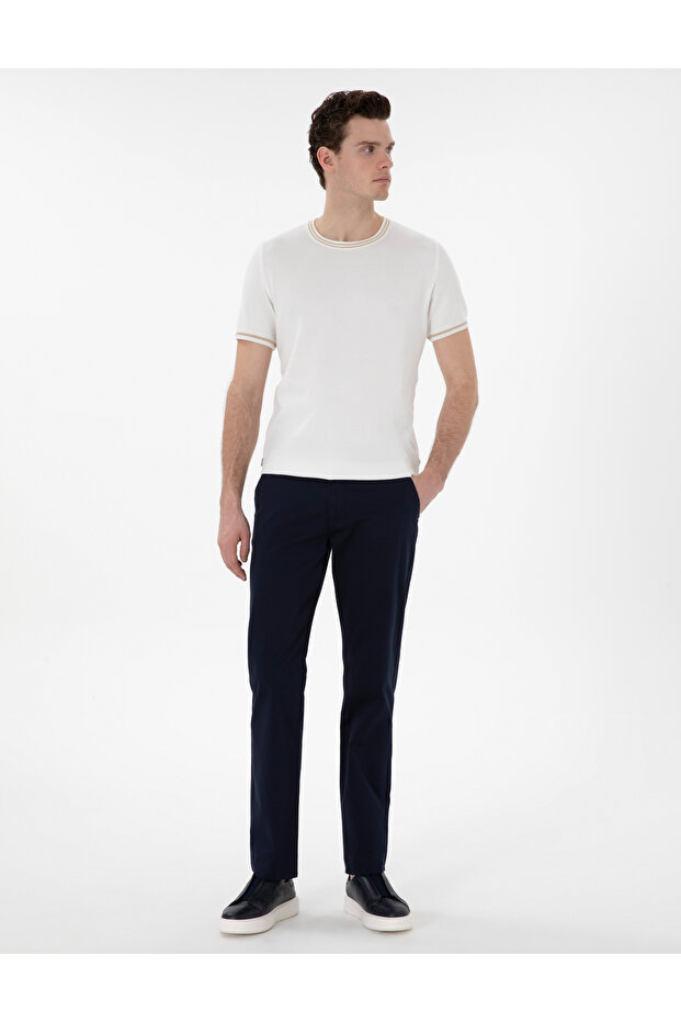 Navy Blue Regular Fit Basic Canvas Trousers 50305473-Vr033