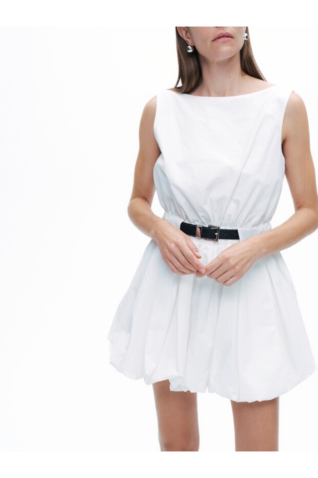 Balon Etekli Mini Elbise - 5