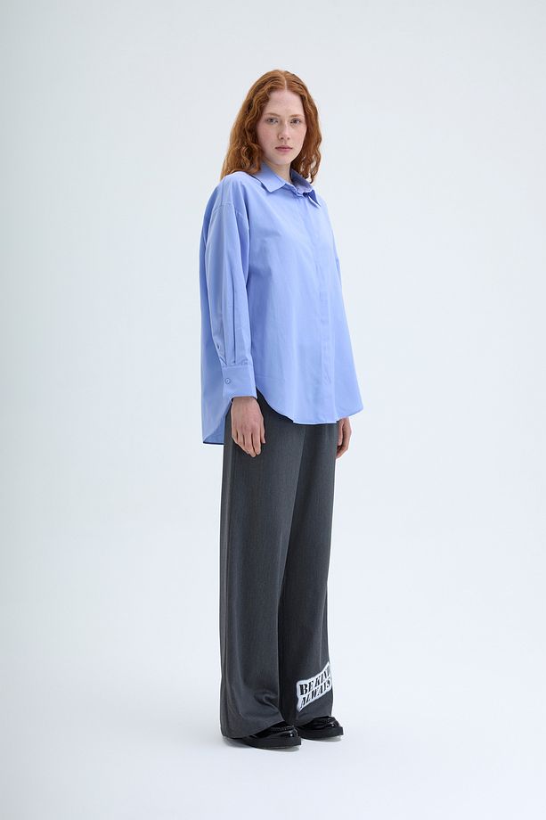 Oversize Basic Gömlek Koyu Mavi - 4
