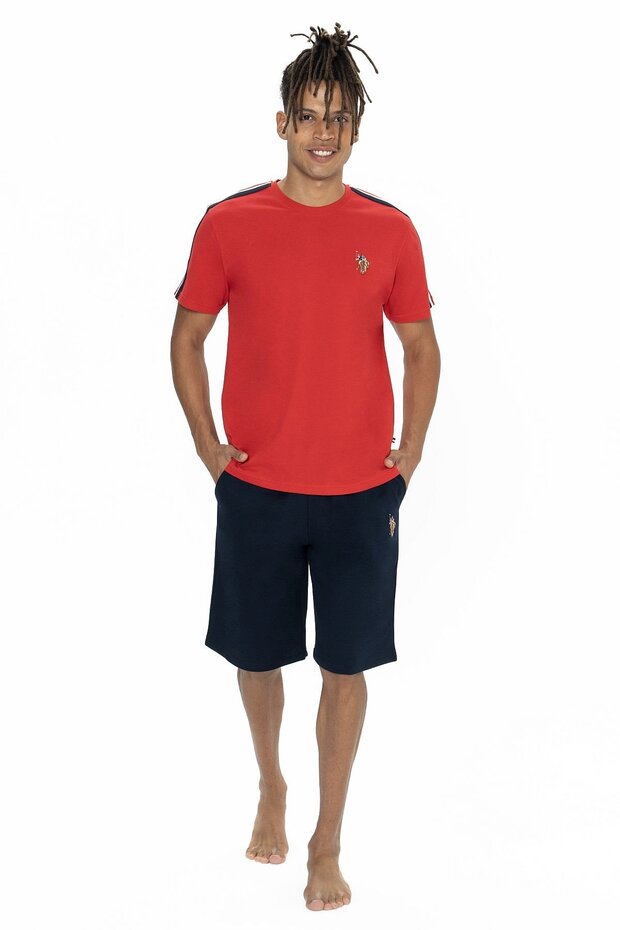 U.S. Polo Assn. 18868 Men's Short Sleeve Crew Neck Shorts Pajama Set-Red