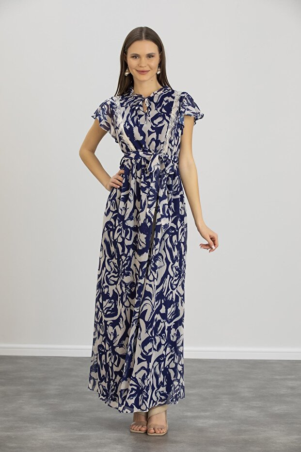 Astarlı şifon hamile elbisesi - 5