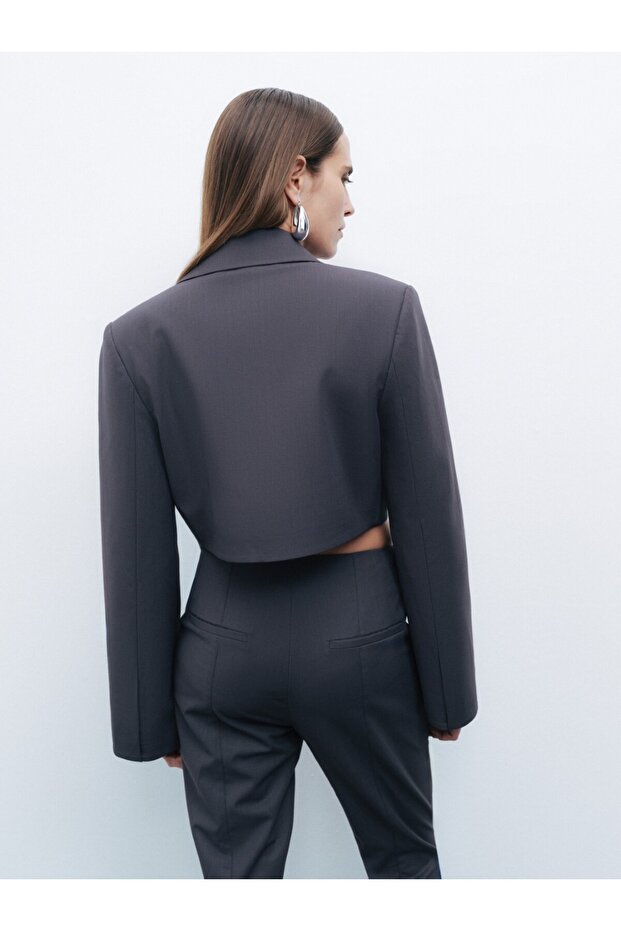 Vatkalı Crop Ceket - 6