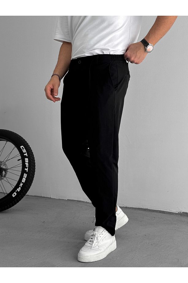 Siyah Regular Fit Paraşüt Kumaş Pantolon YP-5006 - 6