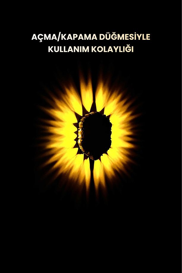 Aslan Figür LED Duvar Lambası–Aplik, Pilli, Dekoratif, Modern Aydınlatma/Amber Renk Gece Lamba-Gri - 3
