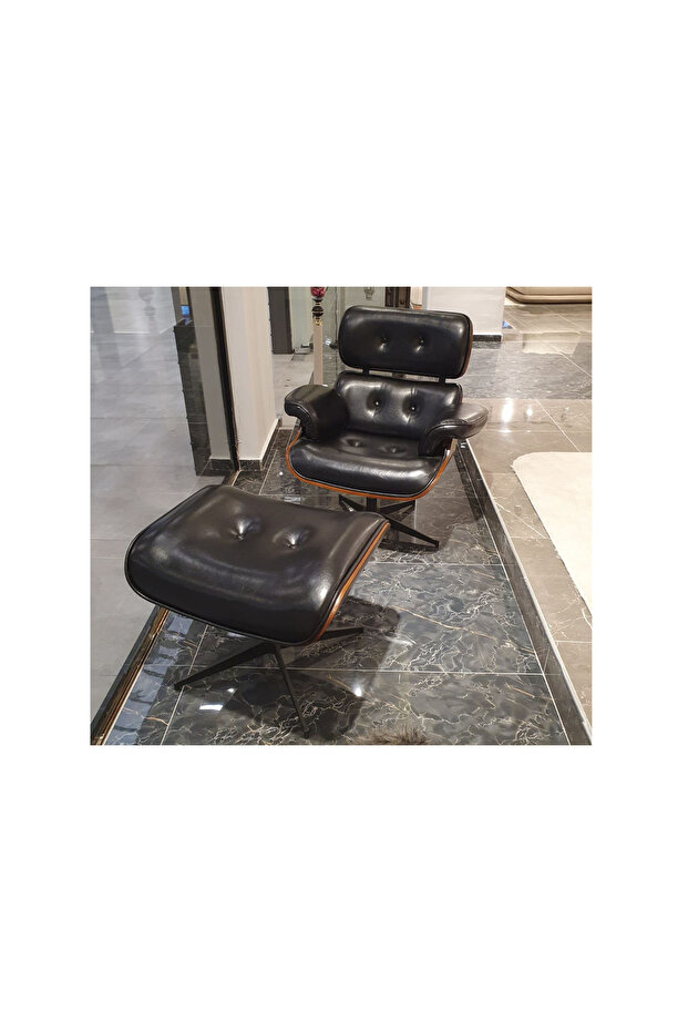 Eames Lounge Deri Berjer Siyah - 4