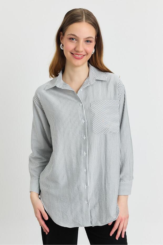 4360A Çizgili Gömlek Siyah - 3