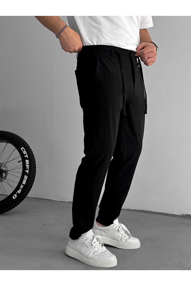Siyah Regular Fit Paraşüt Kumaş Pantolon YP-5006 - 4
