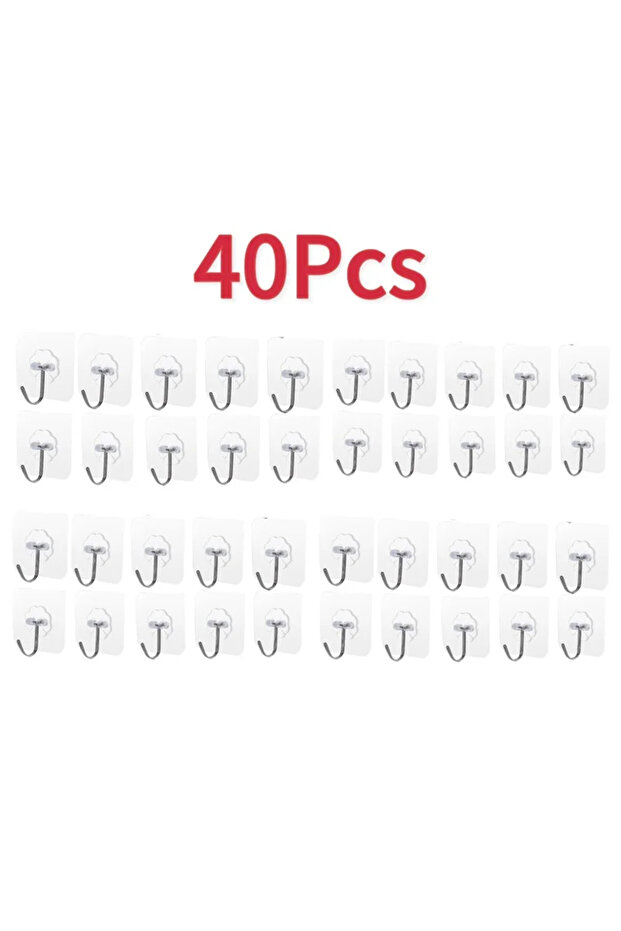 B-40PCS 5/10/20Pcs خطاف لاصق ذاتي شفاف للباب والجدار رف حمل ثقيل للأطفال للمطبخ والحمام