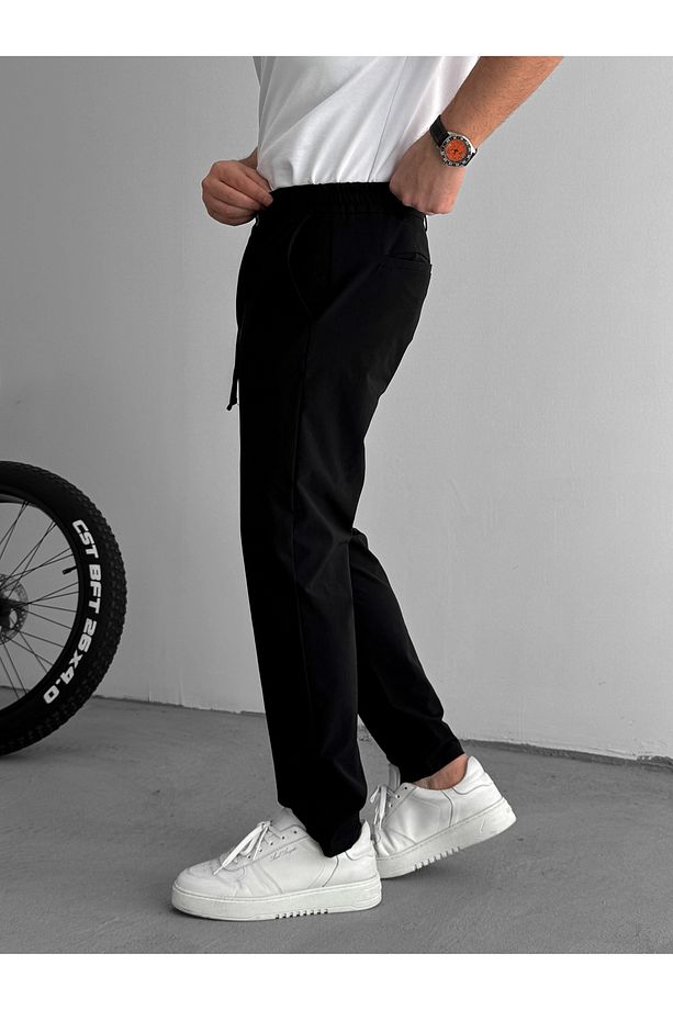 Siyah Regular Fit Paraşüt Kumaş Pantolon YP-5006 - 7