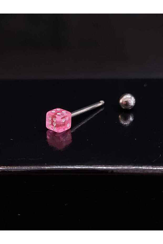 Zar Model Pembe Renkli Dil Dudak Göbek Kaş Piercing Çelik Zar Piercing - 5