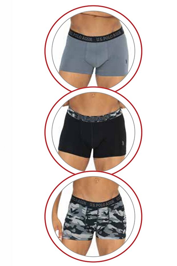 U.S. Polo Assn. 80542 Men's Cotton 3-Piece Boxer-Black&Anthracite&Printed