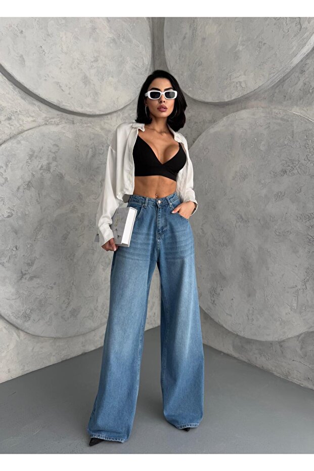 EXTRA BAGGY FRESH MAVİ DENIM PANTOLON - 1