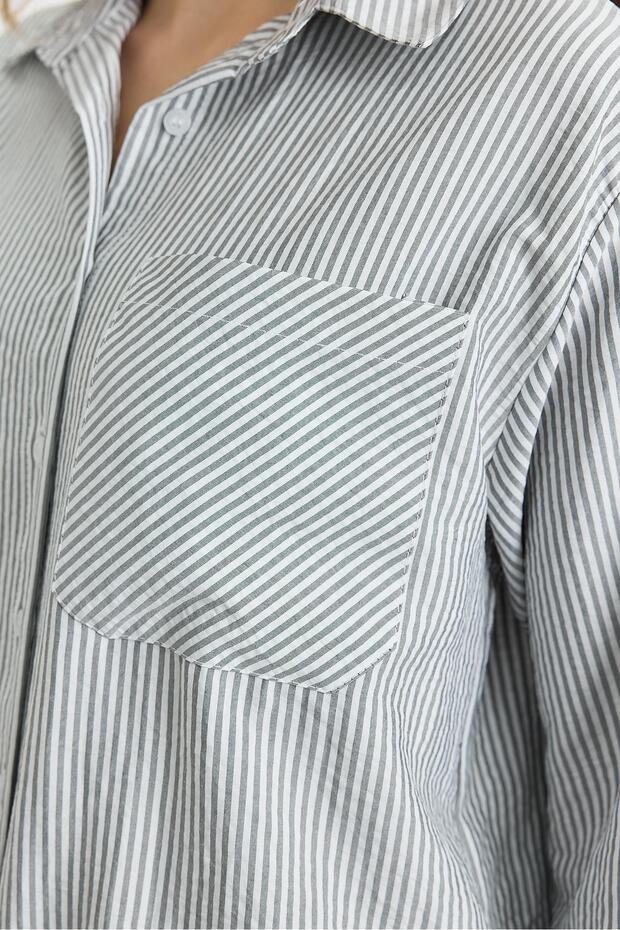 4360A Çizgili Gömlek Siyah - 4