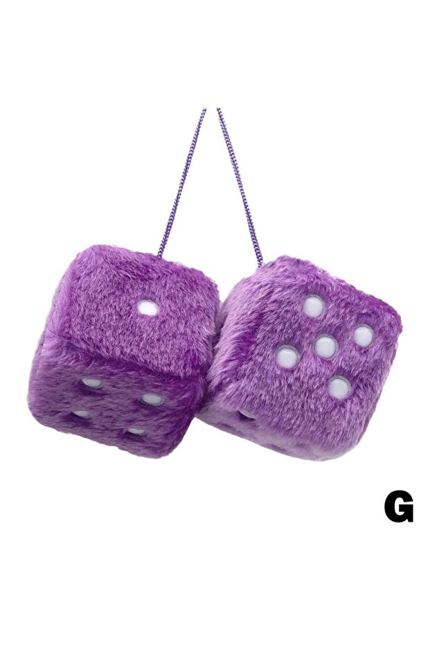G Long Hair Hot Stamping Dot Dice Plush Toy Cube Pendant Car Ornament Sieve Anime Car Decoration Ac.