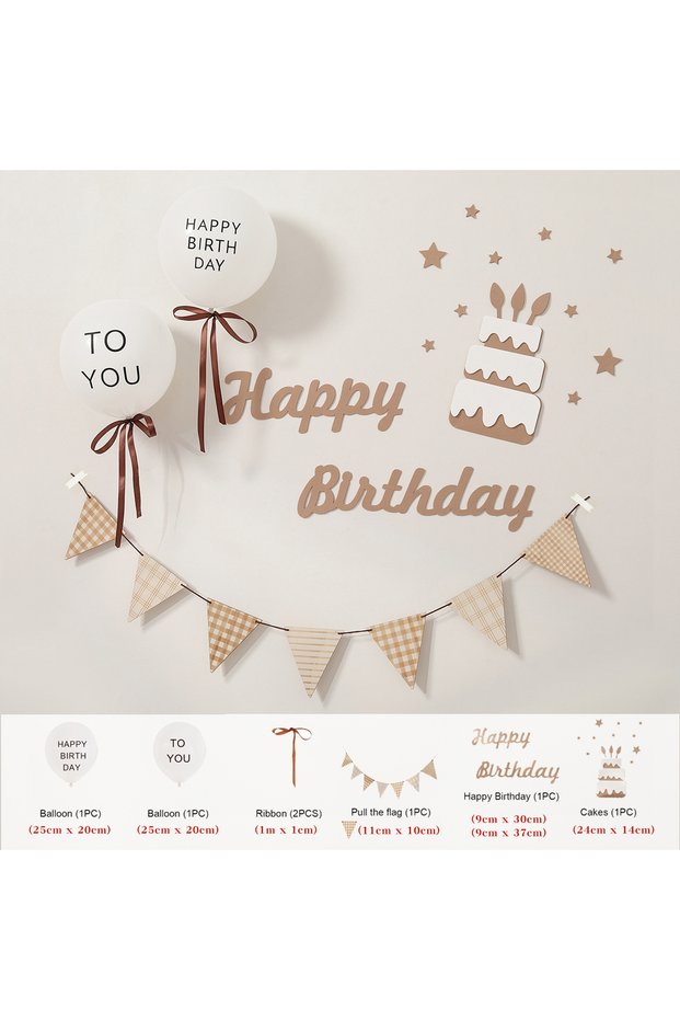 Other Other MULTI 7pcs Birthday party decoration balloon room wall decoration flag banner letter cak