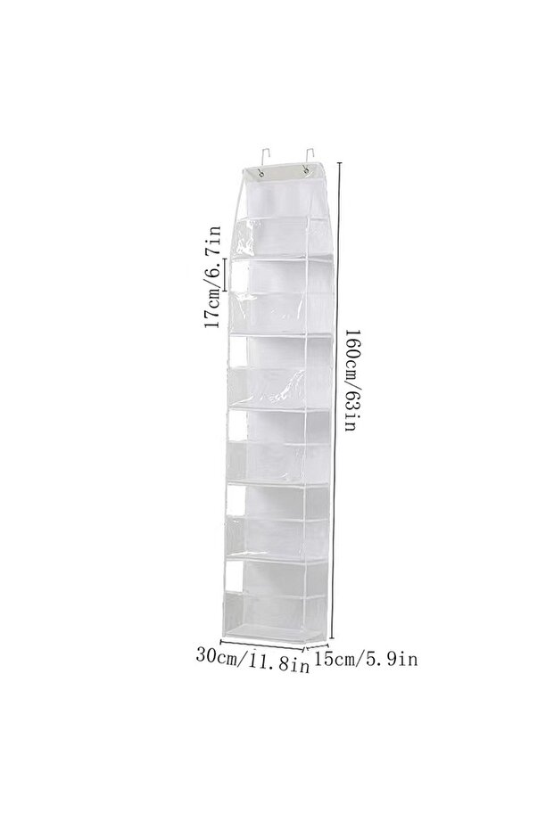 6 Layers-White Multi-functional Fabric Hanging Bag for Behind the Door Multi-layer Storage Hanging B