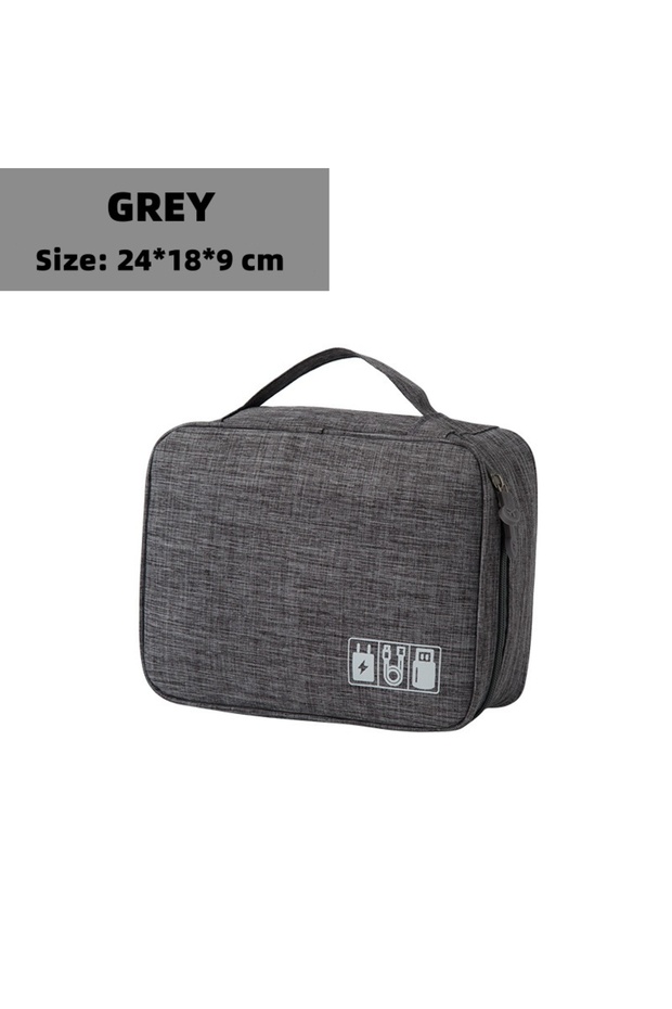 Grey Travel Electronic Digital Storgage Bag Multi-Function Earphone Data Cable Charger Accessory Bag