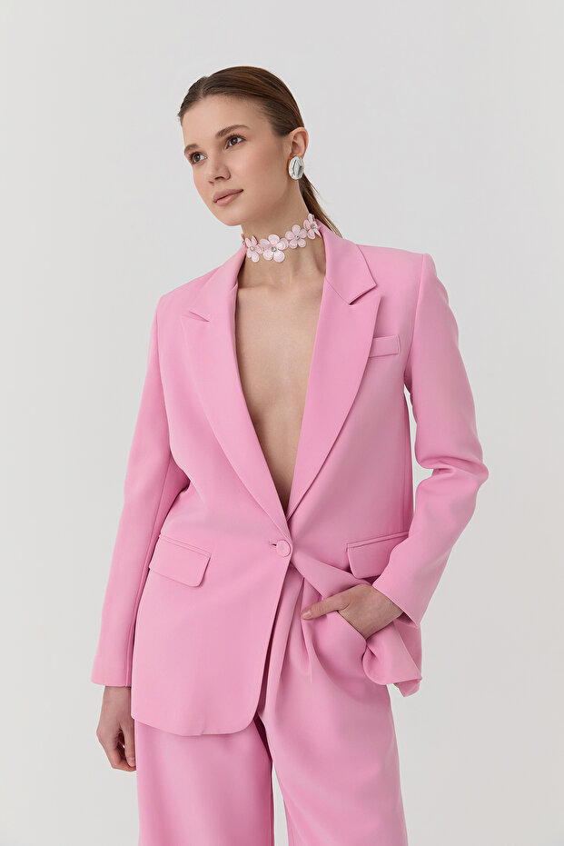 Quzu Blazer Ceket Pembe - 4