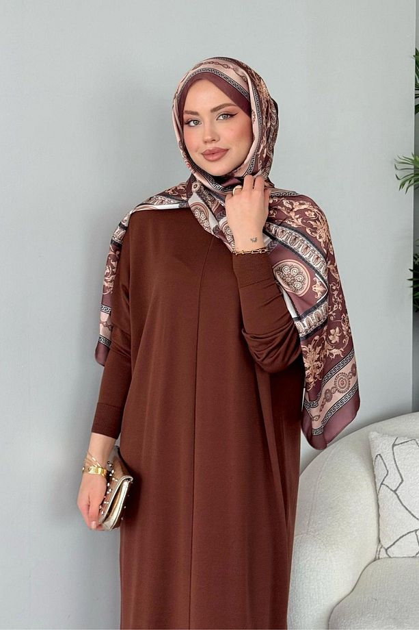 Melek Merserize Elbise Kahve - 3
