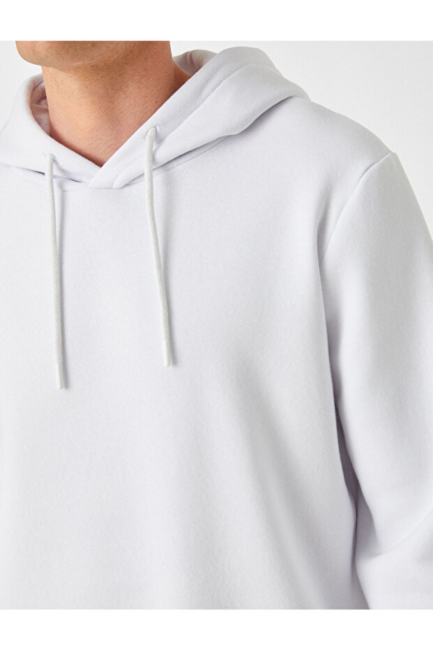 Basic Kapşonlu Sweatshirt Şardonlu - 5