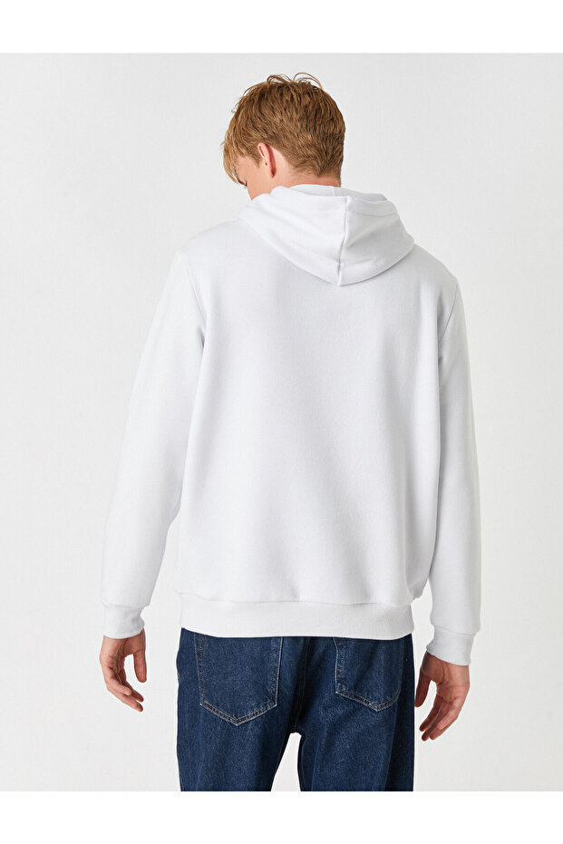 Basic Kapşonlu Sweatshirt Şardonlu - 4