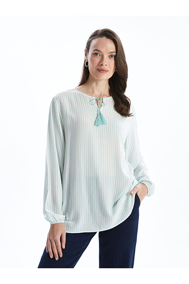 Esvab • Modern & Distinctive Roba Collar Striped Women's Blouse