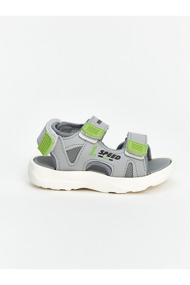 LCW STEPS Gri Cırt Cırtlı Erkek Bebek Sandalet - 2