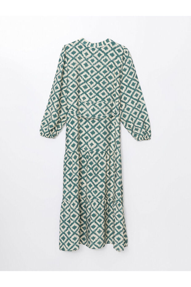LCW Modest Sari Hakim Yaka Desenli Kadın Elbise S5IE84Z8 - 6