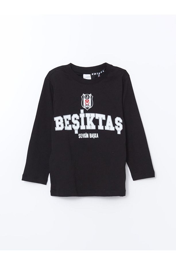 LCW Kids Siyah Bisiklet Yaka Beşiktaş Baskılı Uzun Kollu Erkek Bebek Pijama Takımı - 2